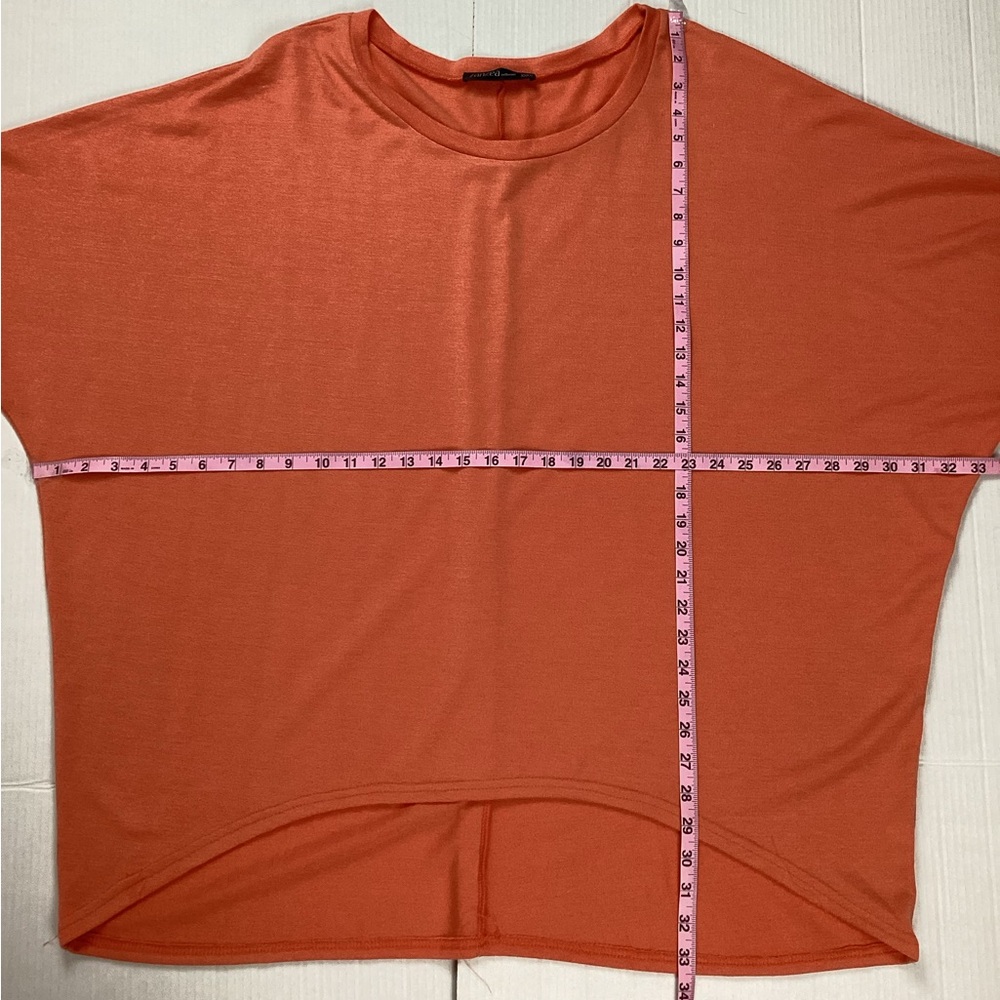 Zanzea Collection Coral Orange Tunic Top 3/4 Sleeve Hi Low Hem Size XXXXL - Picture 14 of 15
